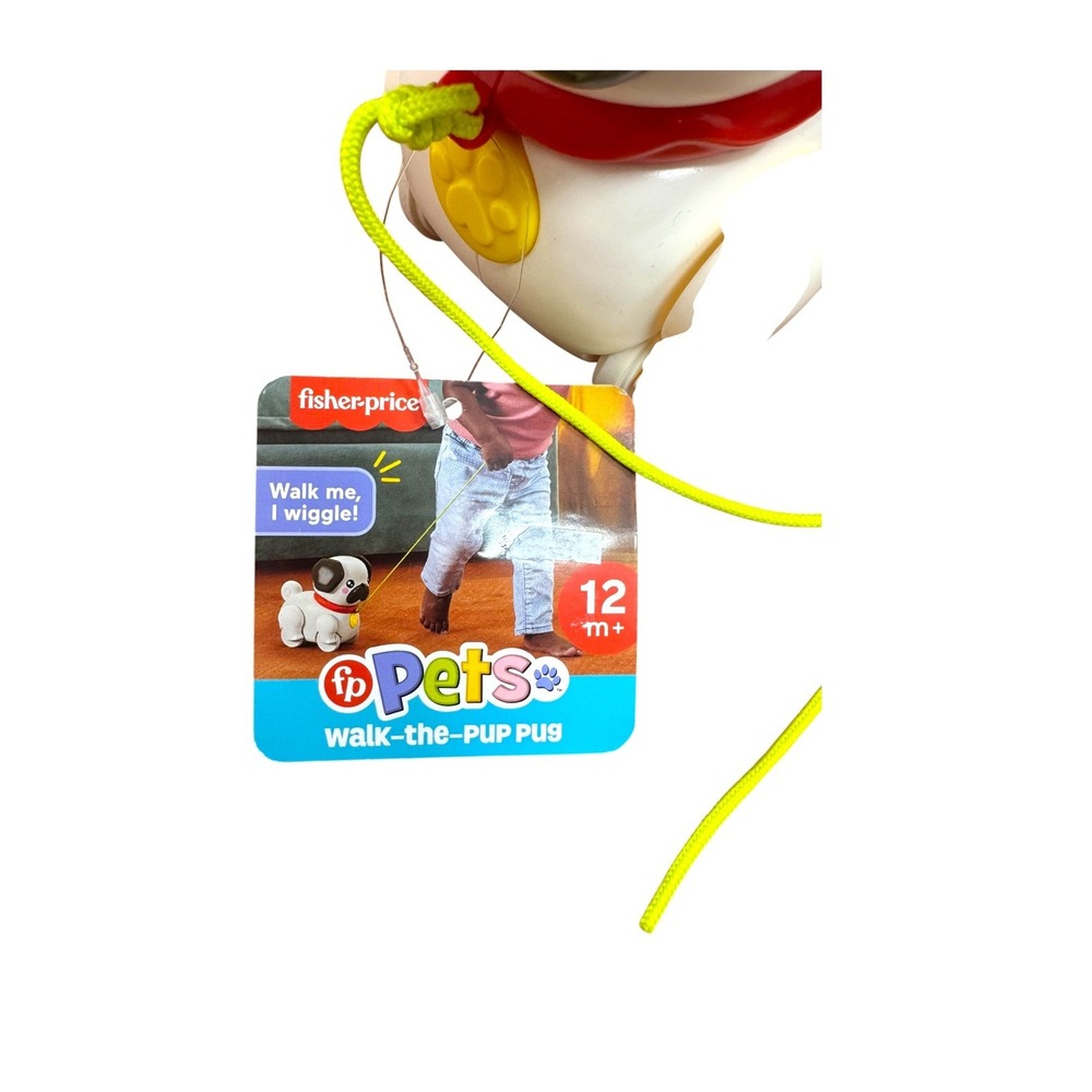 Fisher-Price Pets Walk-the-Pup Pug Pull Toy White Grey Dog 12m+ - Picture 4 of 5